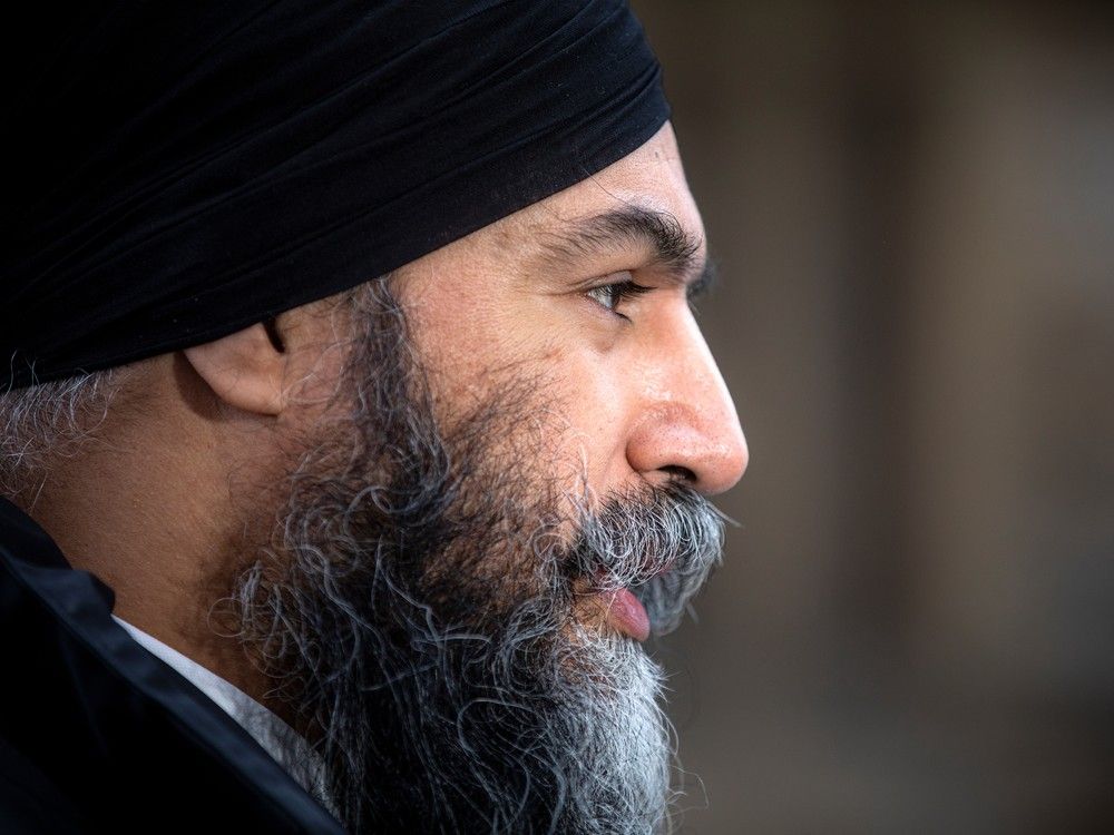 NDP Leader Jagmeet Singh addressed the media before the service Sunday afternoon.