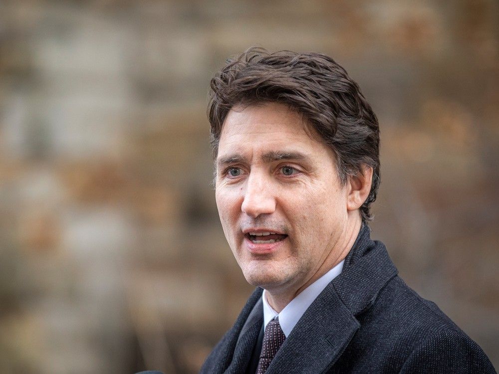 Prime Minister Justin Trudeau arrived and spoke to media before the service Sunday afternoon.