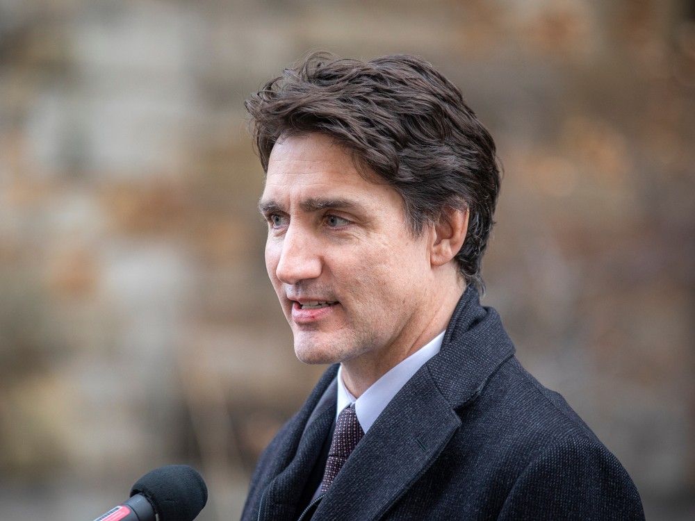 Prime Minister Justin Trudeau arrived and spoke to media before the service Sunday afternoon.