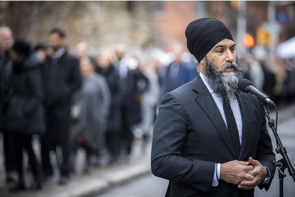 NDP Leader Jagmeet Singh addressed the media before the service Sunday afternoon.