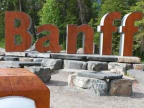 The popular Banff sign near the town entrance.