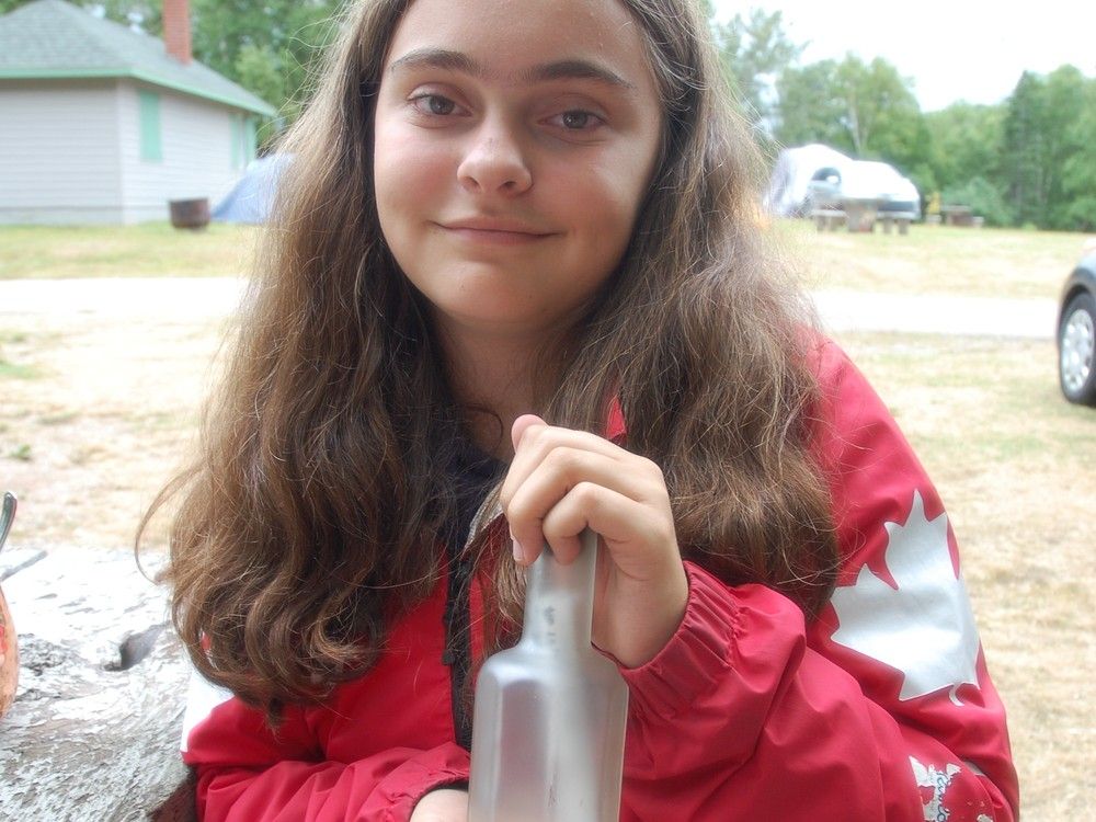 Roshell Bissett and daughter Nadya Bissett (who is pictured, above) sent a message in a bottle off to sea from Nova Scotia in memory of their friend Debbie Hitsman. It was found in France. 