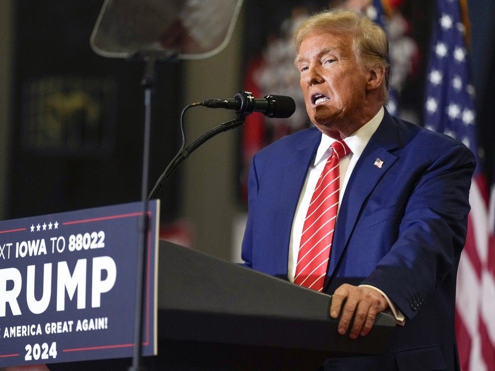 Donald Trump at the microphone