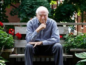Former NDP leader Ed Broadbent at his home in Ottawa, Monday Aug 21, 2018. Ed contributed a card for an Ottawa Citizen project on Paul Dewar.