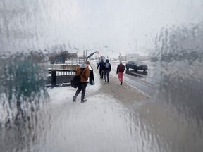 It was slow going along side the Rideau Canal after an overnight ice storm in Ottawa