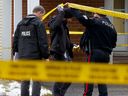 OTTAWA - Nov 23, 2023 --  Police investigate an early morning shooting in Ottawa's Centrepointe neighbourhood. Officers were on scene responding to a homicide.
