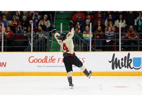 Montreal’s Ann-Sophie Bettez celebrates her overtime winning goal against Ottawa Tuesday. overtime Tuesday. TONY CALDWELL, Postmedia.