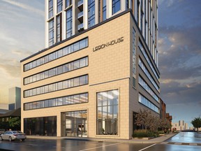 Architectural rendering of a proposal for 27-storey residential tower on Kent Street