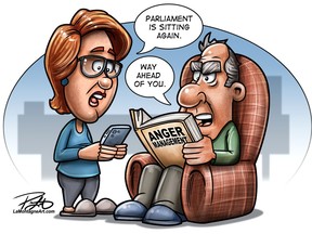 Cartoon: Parliament back, citizen reads 'anger management' book