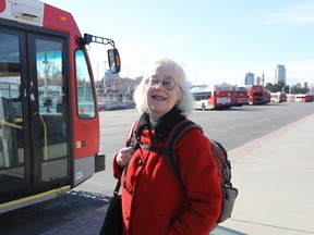 Alayne McGregor waits for her bus