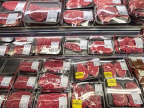 Cuts of beef are seen at a supermarket in Montreal in 2019. Shoppers have recently been noticing "ungraded" Mexican beef in some stores.
