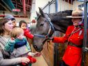 Sgt Sarah Parent of the Musical Ride this year brought out Lost III to greet guests. Lost III has been named in honour of the three RCMP members who tragically lost their lives in 2014 in Moncton.