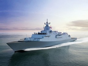 An artist's rendering of the Type 26 Global Combat Ship, Lockheed Martin's proposed design for Canada's $60-billion (or more) fleet of new warships. The ships' ever increasing costs are not necessarily out of line with other military procurement programs worldwide.