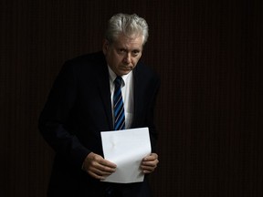 NDP Charlie Angus attends a news conference in October 2023.