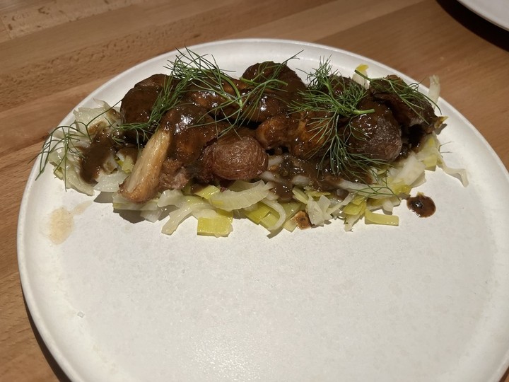  Lion’s mane mushrooms with fennel, leeks, new potatoes and red wine tarragon sauce at St. Elsewhere on Somerset Street West