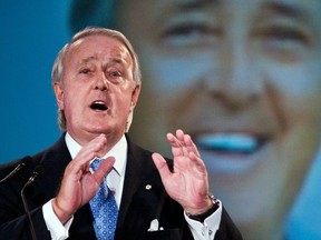 Former Prime Minister Brian Mulroney delivers a speech during the launch of his book Memoirs in Montreal September 10, 2007.