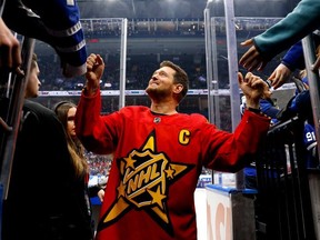 Singer and songwriter Michael Buble greeted by fans during 2024 NHL All-Star Thursday at Scotiabank Arena on February 01, 2024 in Toronto, Ontario, Canada