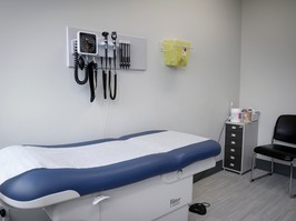 Doctor's office with examination table