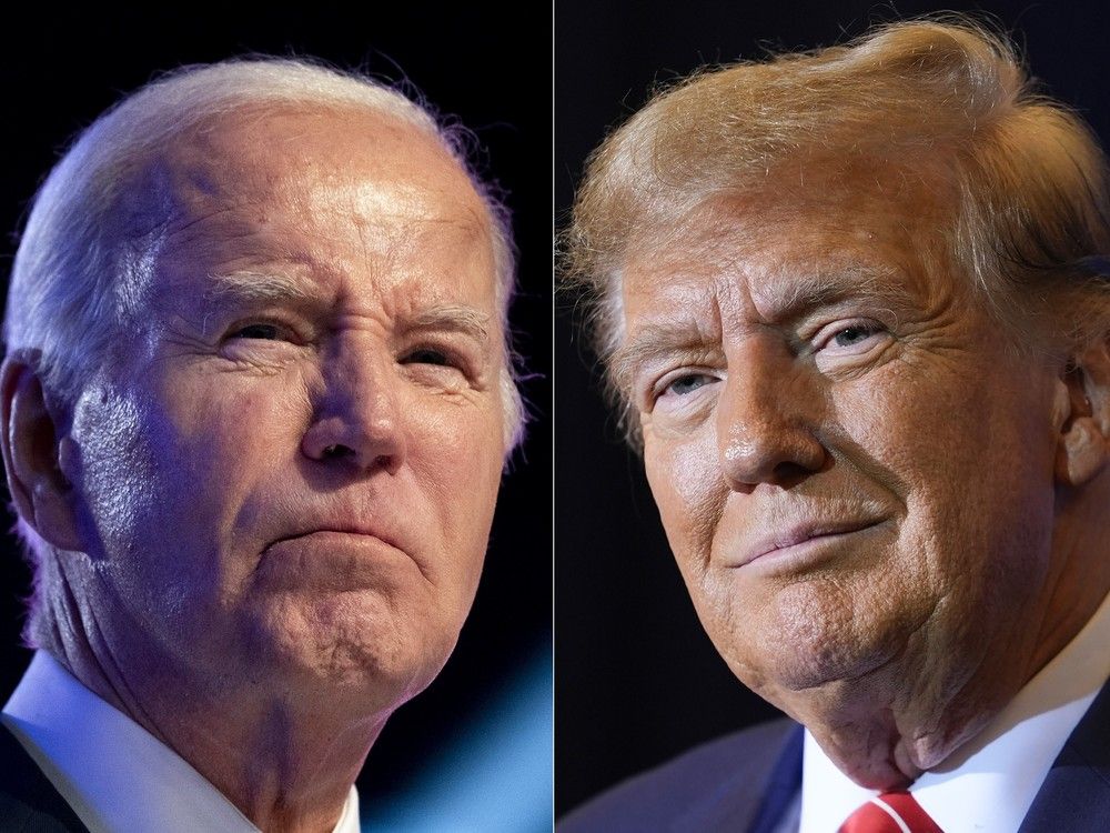 President Joe Biden, left, Jan. 5, 2024, and Republican presidential candidate former President Donald Trump, right, Jan. 19, 2024. 