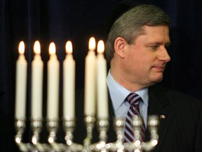 Then-prime minister Stephen Harper is shown during the lighting ceremony of the Menorah on Parliament Hill in 2006.