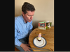 Tom Spears and birthday cake