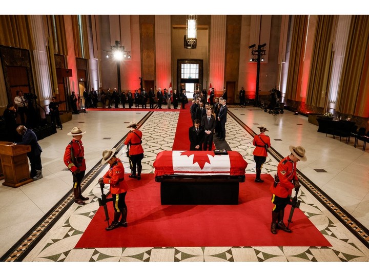  Former Canadian Prime Minister Brian Mulroney lies in state at the Sir John A. Macdonald Building in Ottawa, Canada, on March 19, 2024.