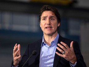 Prime Minister Justin Trudeau speaks to the media in Hamilton, Ont., during the final day of meetings at a Liberal Cabinet retreat, on Jan. 25, 2023.