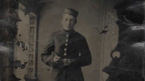 Constable David Cowan (tin-type photograph) at the time of his NWMP enlistment in Toronto in April 1882. (Courtesy William Cowan)