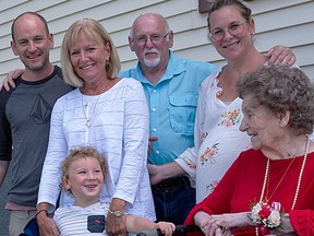 Mary-Jane McCarthy, and family members at her 100th birthday in the summer of 2023.