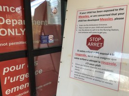 CHEO sign warning about measles in 2019