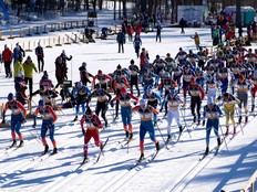 A file photo shows the mass-start men's 50K classic-style race at the Canadian ski championship at the Nakkertok Nordic Ski Centre on Tuesday, March 19, 2019.