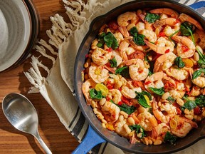 Shrimp With White Beans, Garlic and Calabrian Chile.