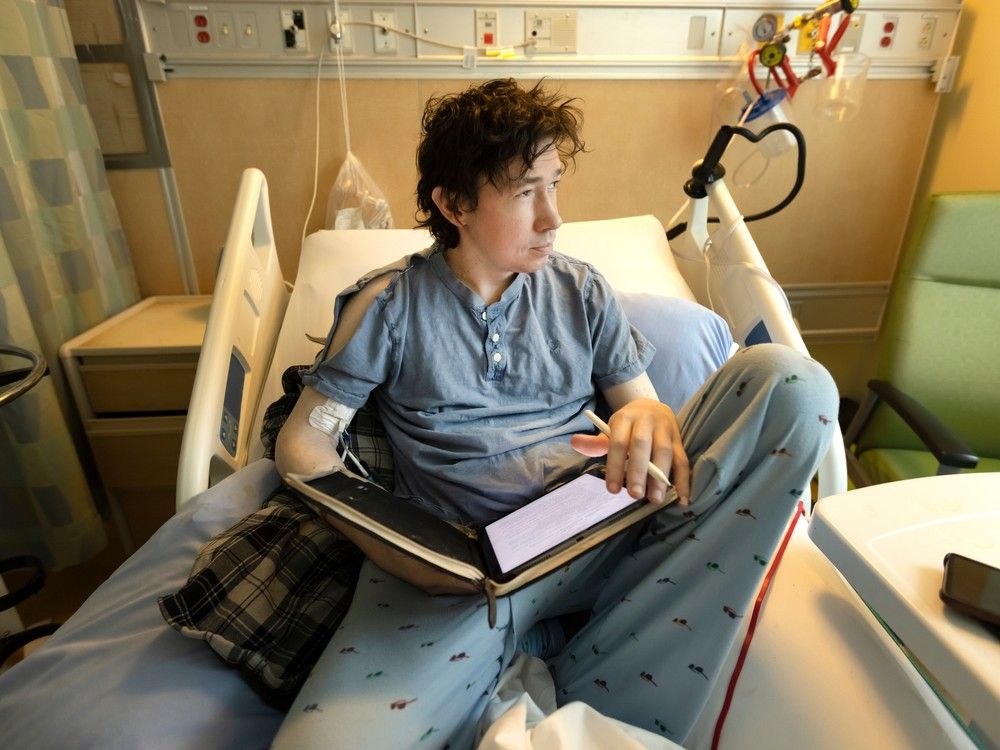Quintuple transplant recipient Zach Colton at Toronto General Hospital, Thursday Feb. 22, 2024. 