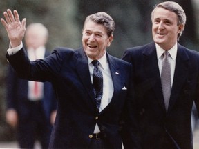 U.S. President Ronald Reagan and Brian Mulroney, 1988