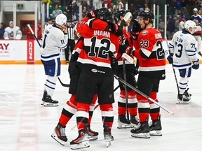 The Belleville Senators defeated the Toronto Marlies in the AHL Calder Cup first round series on Sunday, April 28, 2024.