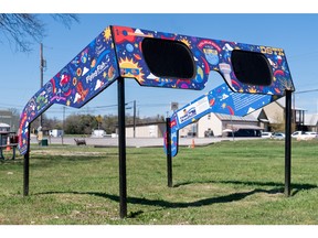 Giant eclipse glasses in a Texas Park