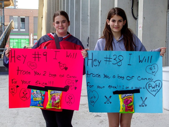 Ryleigh Kennedy, 14, and her sister Abby, 10, were among the first in line to get into the TD Place Arena for Saturday’s PWHL game between Ottawa and Minnesota.