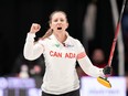 Canada skip Rachel Homan reacts to her game-winning fina