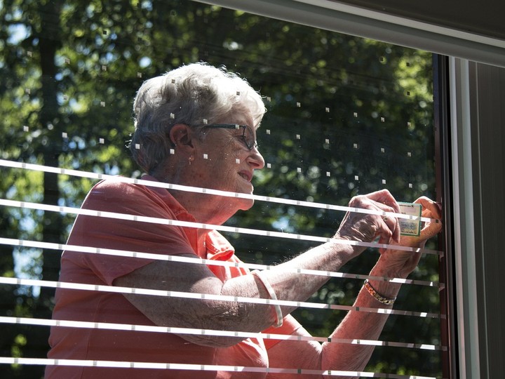  With “Feather Friendly” tape, birds will see the small white squares placed on the exterior of the glass and will avoid flying into it thus preventing future bird strikes. Taylor Bertelink/Belleville Intelligencer/Postmedia Network