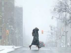 Wellington Street during a snow storm