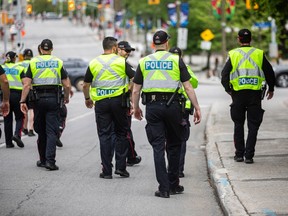 Police presence at protest calling for a ceasefire in Gaza.