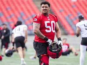 Offensive lineman Dontae Bull at the first day of Ottawa Redblacks 2024 training camp.