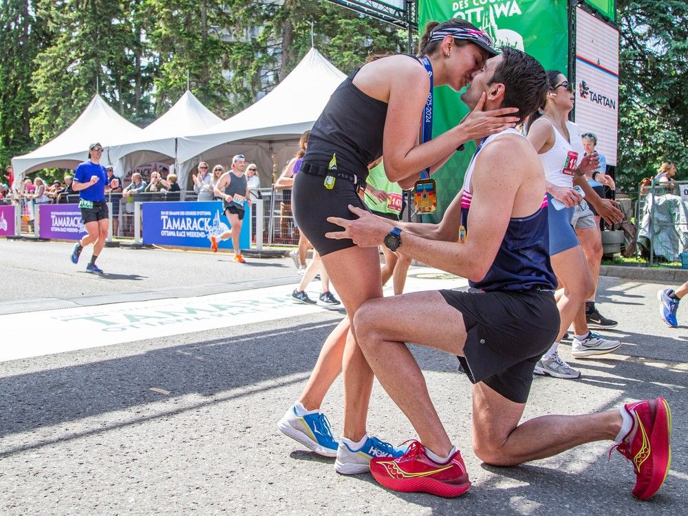 In response to surprise marriage proposal at the Tartan Ottawa International Marathon, she said yes