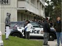 Residents were evacuated from the high-rise at 1244 Donald Street Thursday following a fire.