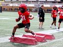 Kylin Hill does an agility drill during the first day of Ottawa Redblacks rookie camp on Thursday.