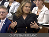 This is Deputy Prime Minister Chrystia Freeland pictured just at the moment where she said in the House of Commons “Mr. Speaker, the Conservative leader is wearing more makeup than I am.”