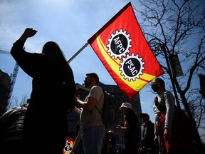 PSAC strikers waving union flag