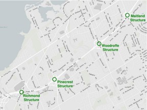 Map of Highway 417 interchanges