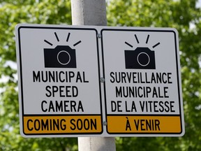 Municipal Speed Camera signs on Smyth Road in Ottawa