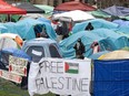 A group of students at the University of Toronto say they have started a protest on campus to call on the university to cut its ties with Israel over the ongoing war in Gaza. Pro-Palestinian activists are shown at an encampment on the McGill University campus Tuesday, April 30, 2024 in Montreal.THE CANADIAN PRESS/Ryan Remiorz